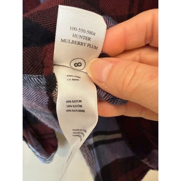 Rails Hunter Mulberry Plum Plaid Flannel Button Down Collared Shirt Small Soft - Picture 4 of 7